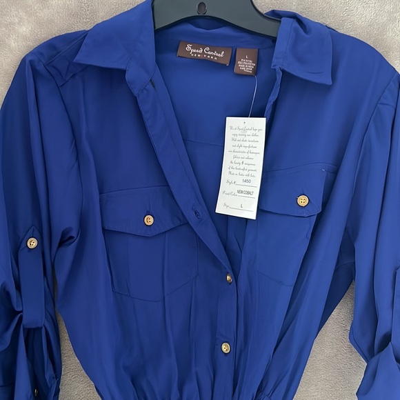 Cobalt Blue Button Up dress NWT - Picture 2 of 9